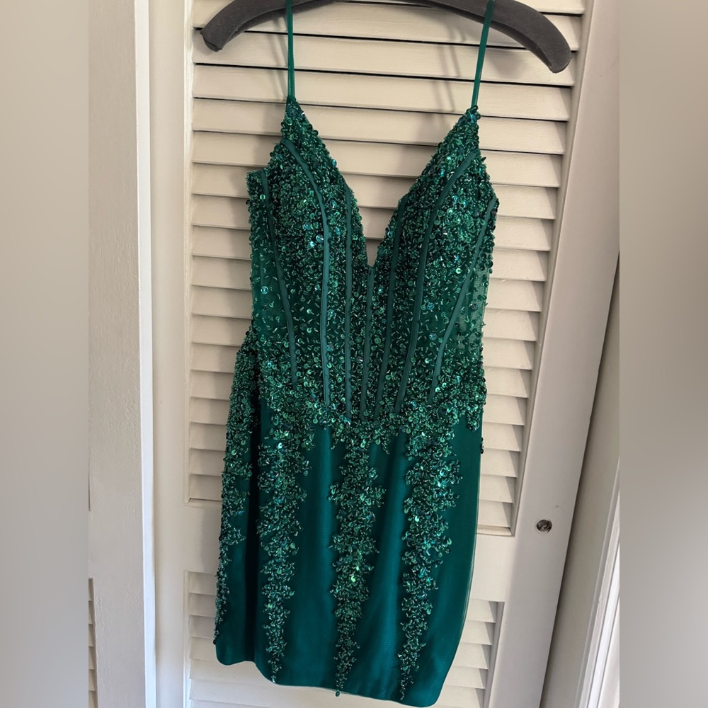 Jovani Green Sequin Dress